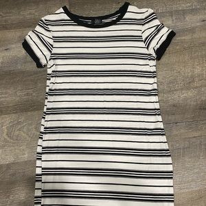 Black and white striped tight dress